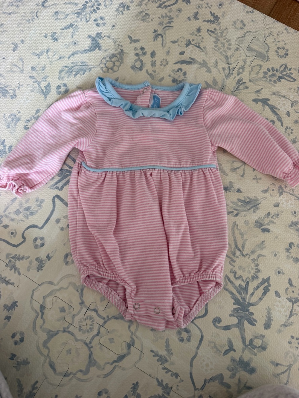 Trotter street kids Baby Girl Pink Stripe Ruffle Collar One-Piece by